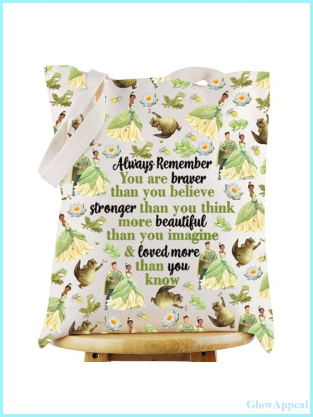 WZMPA Canvas Tote Bag Princess Frog Movie Shoulder Bag